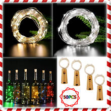 Fio de cobre e prata 50 com fundo de 1m 10led, garrafa de vinho em formato de cortiça luz de fadas para artesanato com vidro decoração de festa e natal 2024 - compre barato