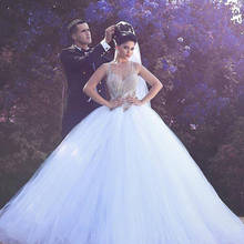 New Arabic Luxury Ball Gown Wedding Dress Sexy Illusion Back Floor Length Long Wedding Gowns Vestios De Novia 2024 - buy cheap