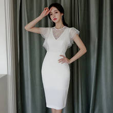 new arrival fashion korean style party dress women elegant vintage o-neck sleeveless temperament black slim pencil dress 2024 - buy cheap