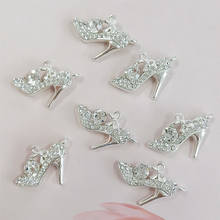 10PCS 20*18mm Fashion Metal Alloy Silver Color Crystal Rhinestone Shoes Connectors Charm For DIY Jewelry Making 2024 - buy cheap