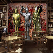 Milofi papel de parede 3d personalizado, mural retrô nostálgico europeu medieval armor bar sala de jantar fundo de parede pintura de parede 2024 - compre barato