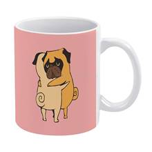 Pug-taza blanca divertida de cerámica para café, té, leche, Pug, abrazo de animales, pareja de amor y San Valentín, 11oz 2024 - compra barato