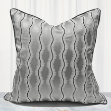 Fronha de almofada moderna luxuosa, capa jacquard laranja prata cinza com travesseiros decorativos listrados para sofá, modelo ondulado 2024 - compre barato
