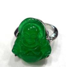 Free Shipping  men/women's fancy carve green jades Buddha bless happy ring #7,8,9 2024 - buy cheap