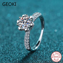 Geoi Passed Diamond 925 Sterling Silver Round Perfect Cut 1 Ct D Color VVS1 Moissanite Stone Ring Luxury Diamond Rings for Women 2024 - buy cheap