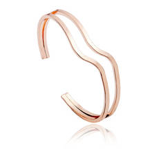 New fashion Simple wavy glossy double-layer adjustable bangle For Women girl Accessories  jewelry wholesale 2024 - buy cheap