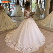 Женское свадебное платье со шлейфом It's yiiya, белое платье невесты на завязках с длинными рукавами и аппликацией на лето 2020 2024 - купить недорого