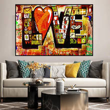 Pintura de arte da rua grafite, imagem do amor, tela pintura abstrata, moderno, parede, abstrato, sala de estar, decoração de casa 2024 - compre barato