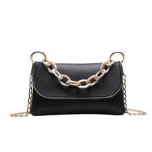 2020 Fashion Women Bags Small Shoulder Messenger Bag Acrylic Chain Clutch Bags Simple PU Leather Small Bag Black Green Color 2024 - buy cheap