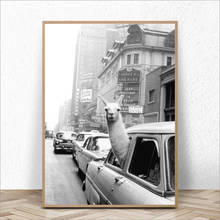 Impressão em tela em um táxi em times square impressão em tela e cartaz do vintage lhama impressão em nova iorque foto da cidade arte da parede decoração da sua casa 2024 - compre barato