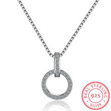 925 Sterling Silver Double Round Circle CZ Zirconia Necklaces & Pendants For Women Gift kolye choker collares S-N63 2024 - buy cheap