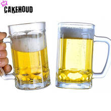 Caketrabalho caneca de cerveja de vidro, com alça, mais grossa, cristal transparente, copo de chá, utensílios para festa de bar, coquetel de vidro 2024 - compre barato