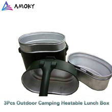 AMKOY 3pcs Outdoor Camping Heatable Lunch Box Portable Hiking Camping School Food Container Aluminum Heating Military Lunch Box 2024 - buy cheap