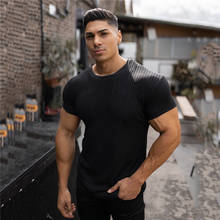 Compression Knitted T-shirt Men Running Sports Skinny Short Sleeve Tee Shirt Gym Clothing Bodybuilding Fitness Workout Tops 2024 - buy cheap