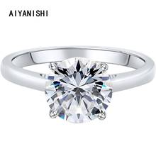 AIYANISHI S925 Rings For Women Silver Color Wedding Ring Bridal Jewelry Round Stone Engagement Party Bijoux Femme Drop Shipping 2024 - buy cheap