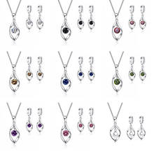 New Trendy Original 925 Sterling Silver Fashion Geometric Pendant Necklaces Drop Earrings Jewelry Sets for Women Ladies 2024 - buy cheap