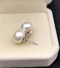 free shipping>>>>noble jewelry 9-10mm Genuine White Freshwater Pearl 925 Sterling Silver Stud Earrings 2024 - buy cheap