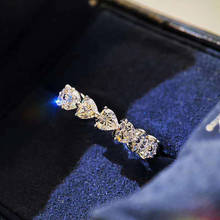 Anéis de casamento em forma de coração, anéis femininos de zircônio cúbico, joias de festa para presente, acessórios 2024 - compre barato