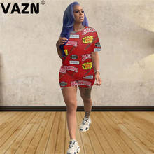 Vazn primavera 2020 moda sexy redução de idade o pescoço 2 peça conjunto de manga curta calça curta dos desenhos animados conjunto senhora impressão 2024 - compre barato