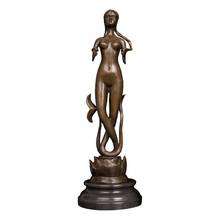 Escultura femenina occidental, estatua de diosa de la flor de bronce, estatuilla de fundición en caliente, decoración del hogar 2024 - compra barato