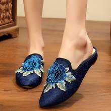 Chinese Style Embroidered Flower Sandals Women Slippers Mule Women Summer Shoes Fashion Baotou Womans Slippers Lady Comfort Shoe 2024 - buy cheap
