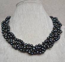 Unique Pearls jewellery Store Wedding Pearl Necklace 6mm Black Round Real Freshwater Pearl Necklace Fine Jewelry 2024 - buy cheap
