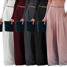 Женские Винтажные льняные длинные Палаццо модные широкие брюки повседневные брюки с эластичным поясом однотонные свободные брюки больших размеров 2024 - купить недорого