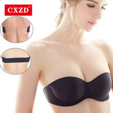 CXZD Sexy Lingerie clear back Brassiere Half Cup Bra Women Seamless Invisible Bra Female Underwear Strapless Push Up Bra 2024 - buy cheap