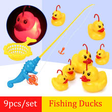9 шт./компл. рыболовные игрушки, светящиеся рыболовные утки, интерактивная игра, бассейн для купания, водная игрушка для детей, подарки 2024 - купить недорого
