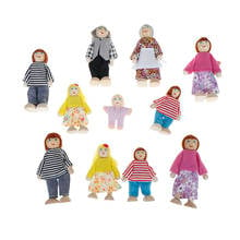 Small Wooden Toys Set Happy Dollhouse Family Dolls Figures Dressed Characters Children Kids Playing Doll Gift Kids Pretend Toy 2024 - buy cheap