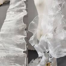 Новая волнистая плиссированная кружевная отделка, складки с оборками, белая органза, «сделай сам», лоскутный воротник, манжеты, декоративная юбка, дизайнерские аксессуары для свадебного платья 2024 - купить недорого
