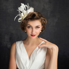Venda quente branco fita de penas chapéus de noiva chapéu de casamento feminino arco nupcial cocar acsessoire para o cabelo 2020 novo 2024 - compre barato