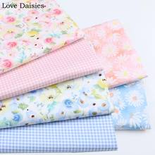 100% Cotton Pastoral Beautiful WHITE Pink Blue Flowers Floral Daisy Check Fabric DIY for Girl Doll Apparel Dress Decor Quilting 2024 - buy cheap