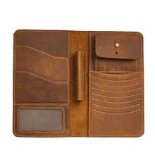 TRASSORY Long Genuine Leather Men's Wallet Vintage Crazy Horse Leather Clutch Multi Functional Zipper Purse Wallet Passport Bag 2024 - buy cheap