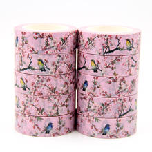 New 10pcs/set 15MM*10M Pink Flower, birds Washi Tape Floral Masking Tapes Decorative Stickers Diary Deco Scrapbooking Sticker 2024 - buy cheap