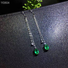Elegant Birthday Gift New Trendy Natural And Real 925 Sterling Silver Emerald Earring For the Party 2024 - buy cheap