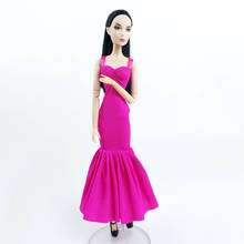 Hot Pink Fashion Doll Dress For Barbie Doll Clothes Outfits Mermaid Fishtail Party Gown 1/6 Doll Accessories 2024 - buy cheap