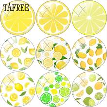 TAFREE Lemon Slice Fresh Fruit Pattern Round Photo Glass Cabochon Demo Flat Back Making Findings 12mm/15mm/16mm/18mm/20mm/25mm 2024 - buy cheap