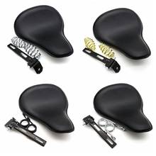 For Harley Custom Chopper Bobber Brown Leather Saddle Seat Motorcycle Retro 3" Spring Bracket Mounting Base Kit Solo Seat Black 2024 - buy cheap