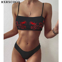 RXRXCOCO-Bikini con estampado de dragón para mujer, traje de baño Sexy, conjunto de Bikini, ropa de playa, traje de baño brasileño de corte alto 2020 2024 - compra barato