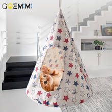 Палатка-гамак для кошки, подвесная кровать, конусная дышащая льняная палатка из губки, клетка для домашних животных 2024 - купить недорого