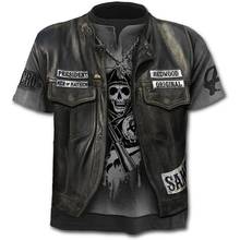 Брендовая футболка для езды на мотоцикле, футболка в стиле панк, футболки в стиле рыцаря, 3d футболка, мужская повседневная Винтажная летняя футболка в стиле хип-хоп, мужская одежда 2024 - купить недорого
