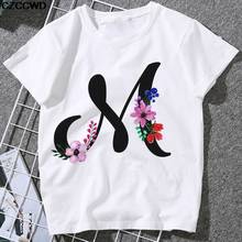 Women T-Shirts Beautiful Bouquet Letter M Printed Loose Tops Female T-Shirt Summer New Casual Harajuku Fun Woman Tshirt Clothes 2024 - buy cheap