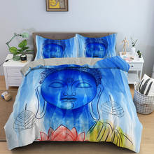 Conjunto de cama colorido de buda, psicodélico, estátua, casal, king/queen, capa de edredom com fronha, 2/3 pçs 2024 - compre barato