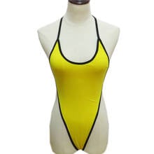 Bikini de una pieza para mujer, bañador Sexy, bikinis con ribete de colores caramelo, ropa de baño con cuello Halter, tangas ajustables de encaje para el vientre, spa 2024 - compra barato