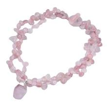 GuaiGuai Jewelry 18" 2 Strands Natural Rose Quartz Gems Stone Necklace Rose Crystal Pendant 2024 - buy cheap