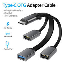 Новый кабель USB 3,0 Type C OTG на 3 USB A hub Удлинительный кабель OTG разветвитель адаптер для флеш-накопителя диск mousemobilephonedatareader 2024 - купить недорого