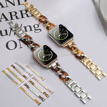 Correia de aço inoxidável, pulseira de resina para apple watch series 6 band 38/40mm 42/44mm, bracelete de ligação para apple watch se series 6 5 4 3 2 1 2024 - compre barato