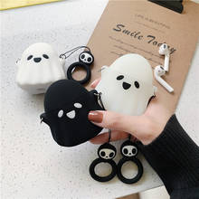 3D Stylish Cute Ghost Case For Apple AirPods 1 2 Protect Cover Silicone Bluetooth Earphone Case with Skull Pattern Finger Ring 2024 - buy cheap