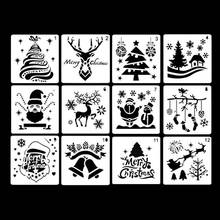 12pc Stencils For Decor Merry Christmas Painting Template DIY Scrapbook Accessories PET Material Reusable Office School Supplies 2024 - buy cheap